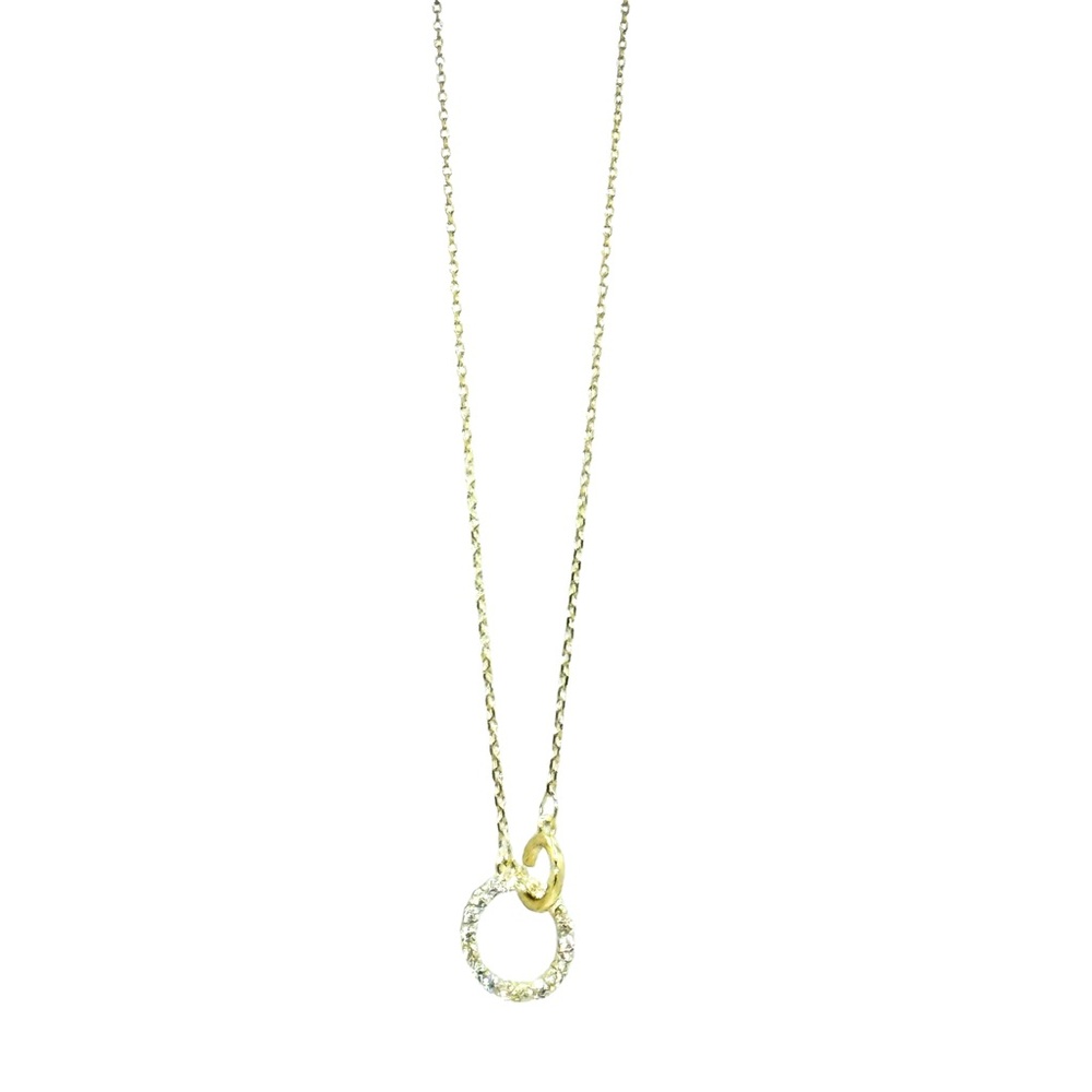 Aura – Gold Crystal Circle Pendant Necklace  Tarnish Resistant, Stainless Steel